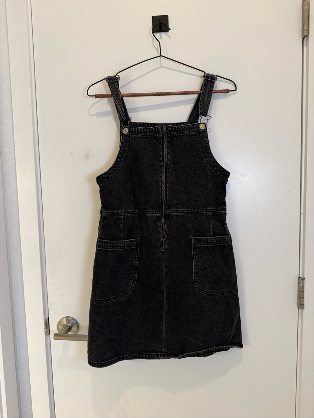 American Eagle Outfitters Black Denim Pinafore Mini Overall Dress